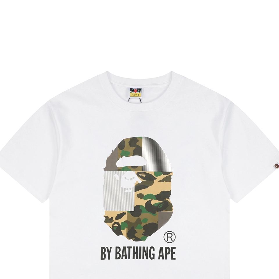 BAPE Camo Ape Head Patchwork Print T-Shirt White