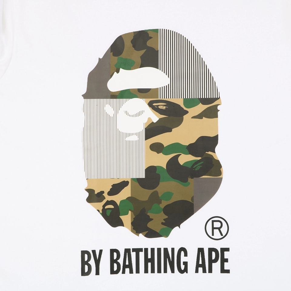 BAPE Camo Ape Head Patchwork Print T-Shirt White Front Print