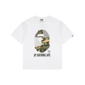 BAPE Camo Ape Head Patchwork Print T-Shirt White Front view