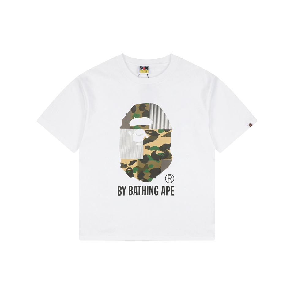 BAPE Camo Ape Head Patchwork Print T-Shirt White Front view