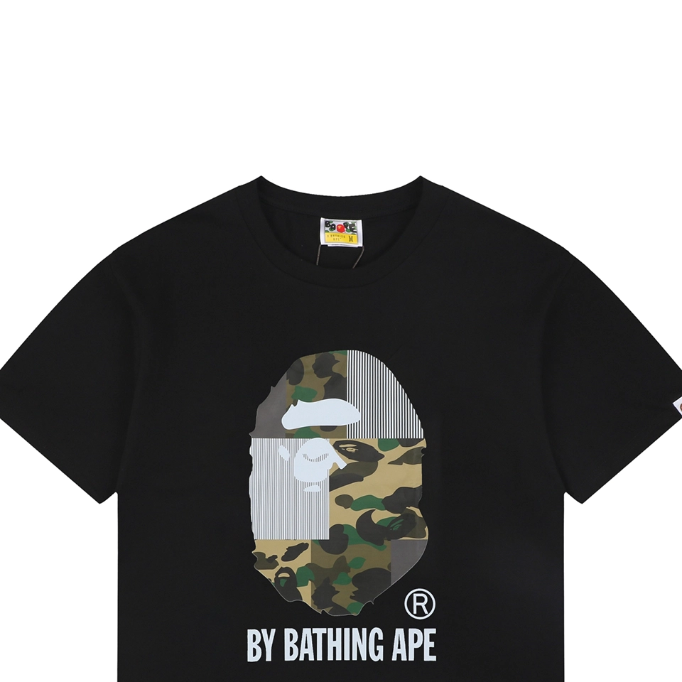 BAPE Camo Ape Head Patchwork Print T-Shirt Black