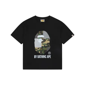 BAPE Camo Ape Head Patchwork Print T-Shirt Black Front view