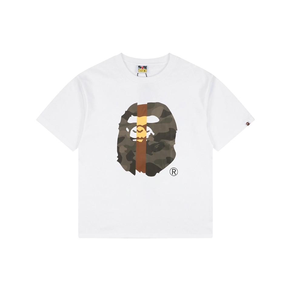 BAPE Split Camo Ape Head T-Shirt White Front view