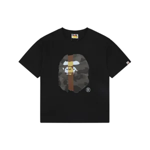 BAPE Split Camo Ape Head T-Shirt Black Front view