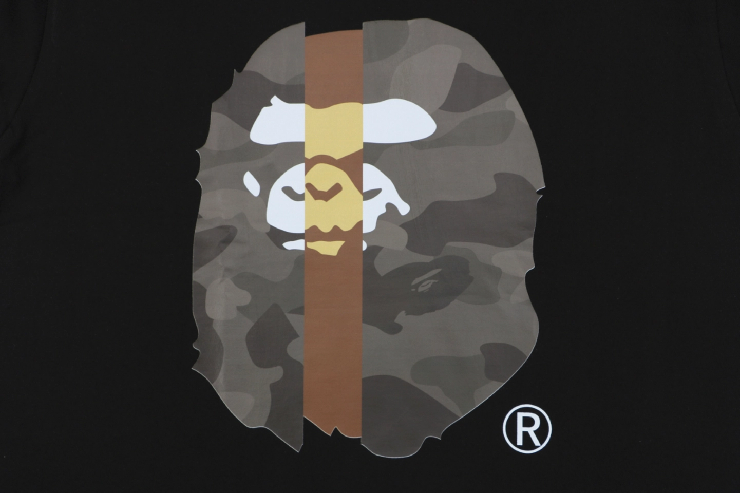 BAPE Split Camo Ape Head T-Shirt Black Front Print