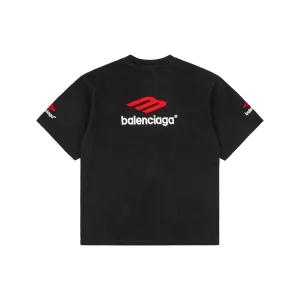Balenciaga 3B Heavyweight Logo T-Shirt Black Back view