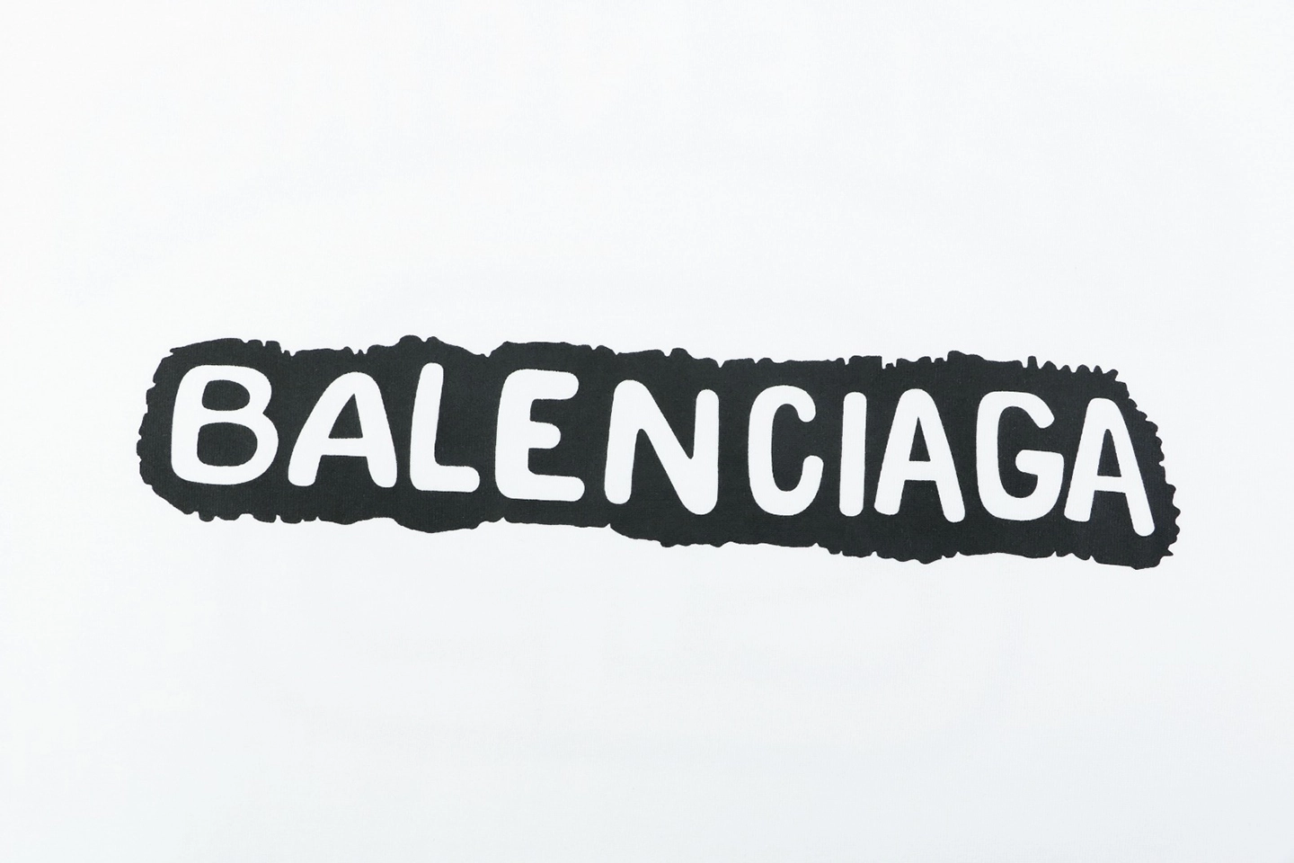 Balenciaga Distressed Logo Print Cotton T-Shirt White Front Brand