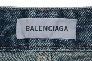 Balenciaga Distressed Wide-Leg Denim Shorts Brand label