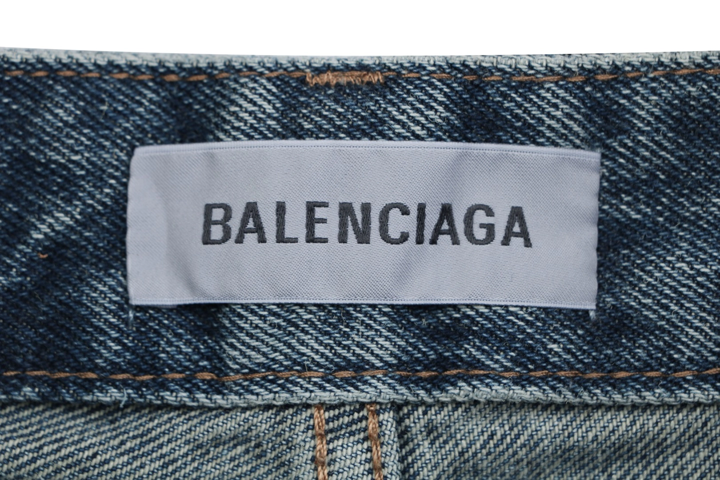Balenciaga Distressed Wide-Leg Denim Shorts Brand label