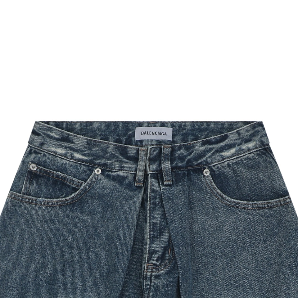 Balenciaga Distressed Wide-Leg Denim Shorts