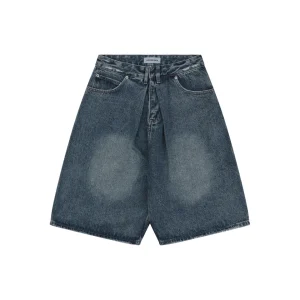 Balenciaga Distressed Wide-Leg Denim Shorts Front view