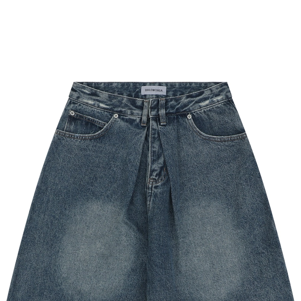 Balenciaga Distressed Wide-Leg Denim Shorts