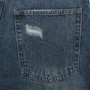 Balenciaga Distressed Wide-Leg Denim Shorts Back Pocket