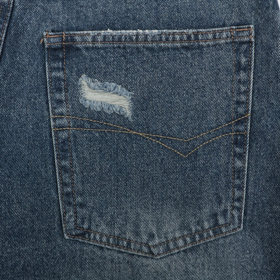 Balenciaga Distressed Wide-Leg Denim Shorts Back Pocket
