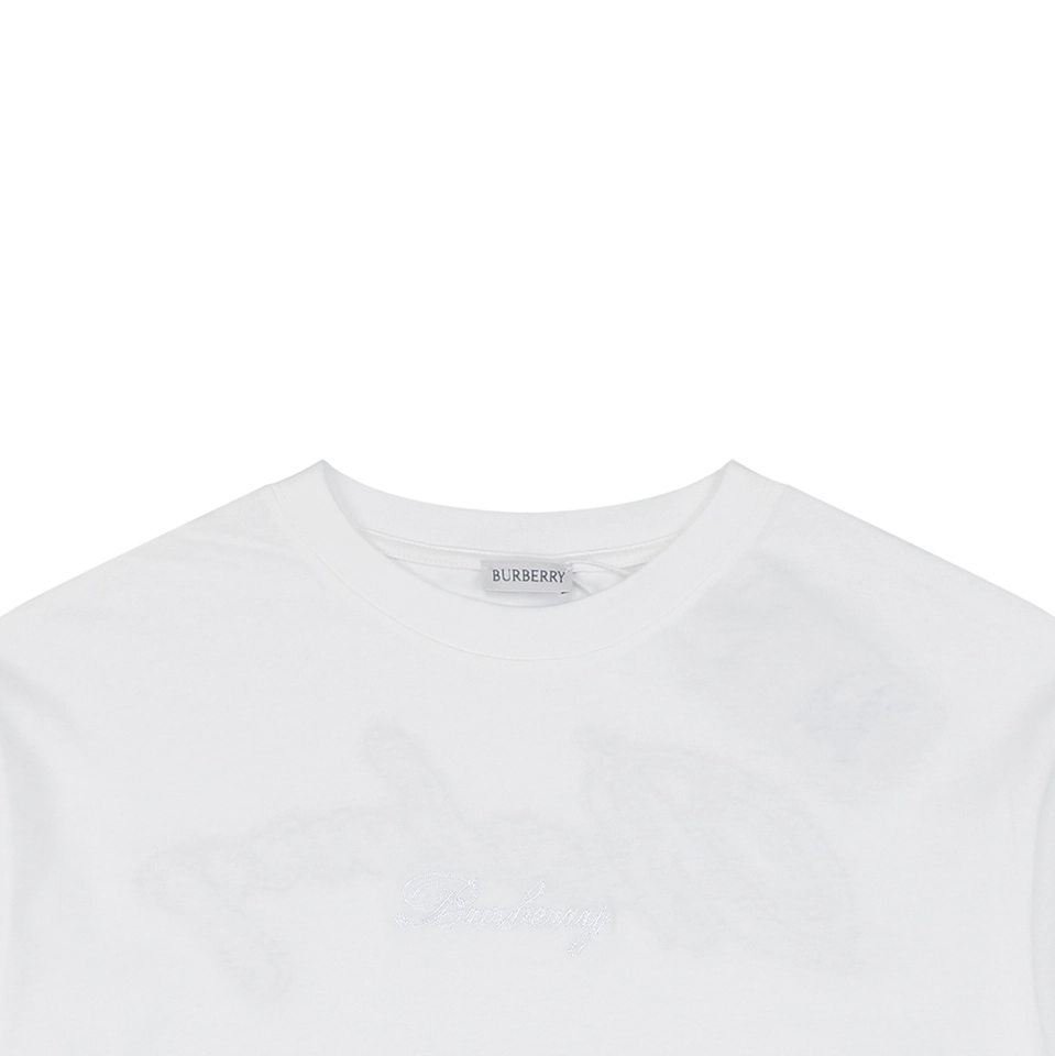 Burberry Cut-Out Check Logo T-Shirt White