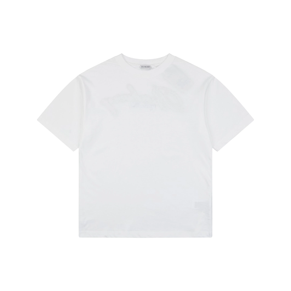 Burberry Cut-Out Check Logo T-Shirt White Front view