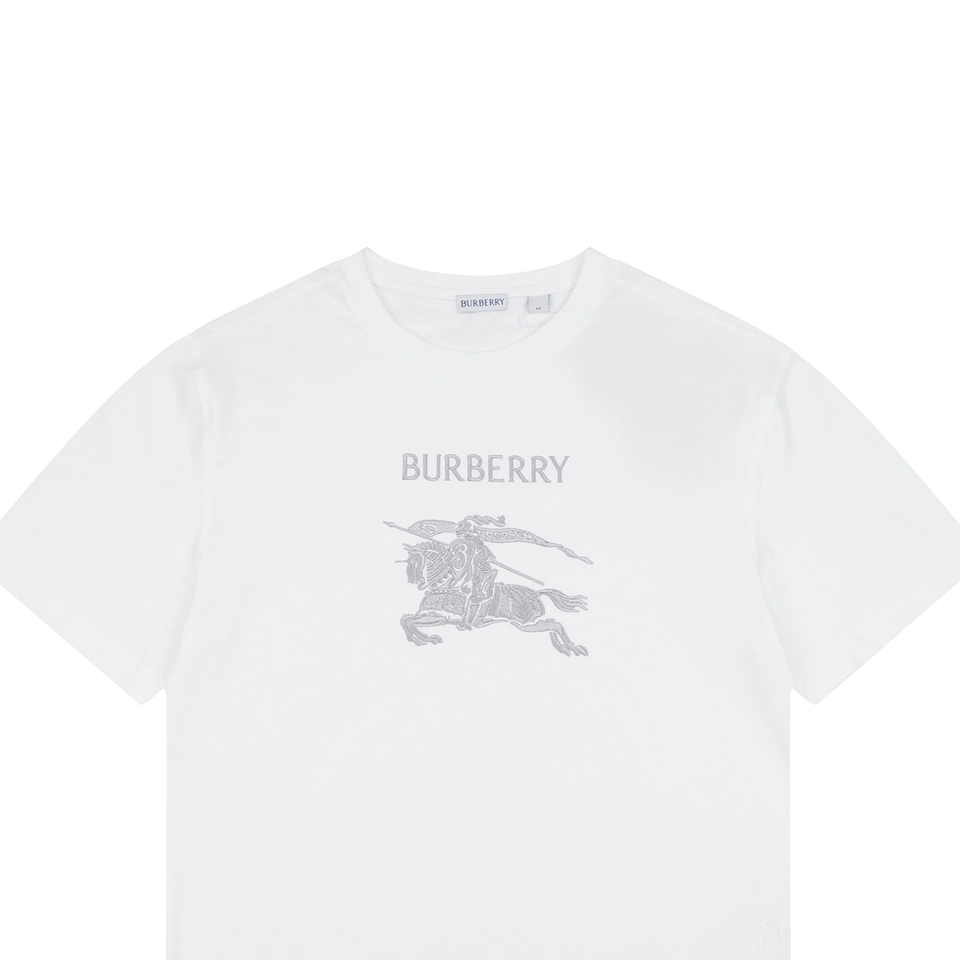 Burberry Equestrian Knight Embroidered Cotton T-Shirt White