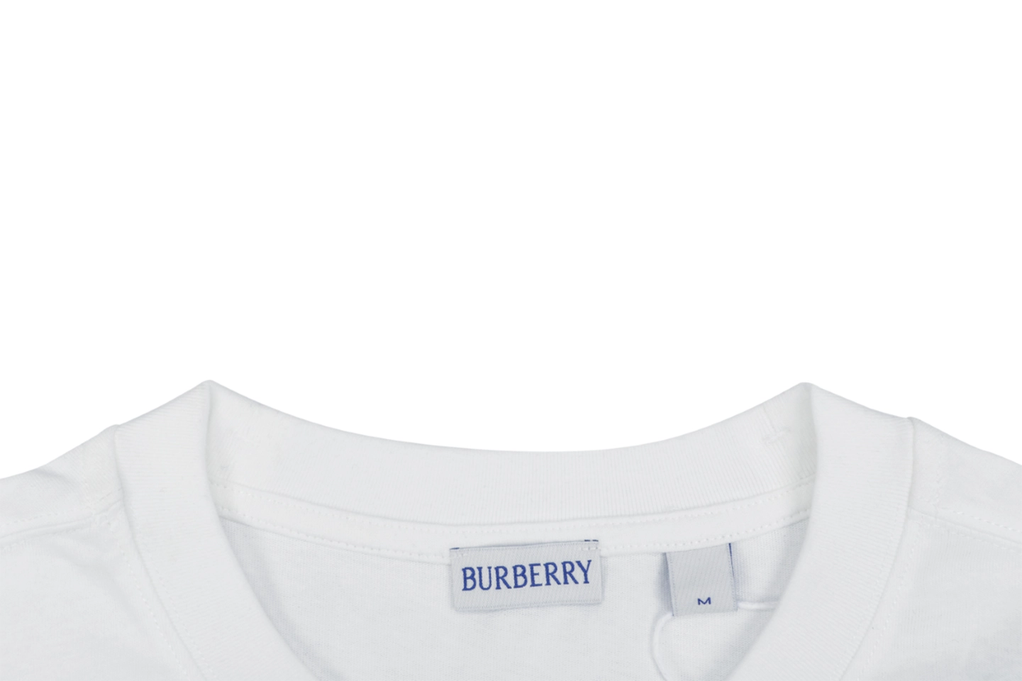 Burberry Equestrian Knight Embroidered Cotton T-Shirt White Collar