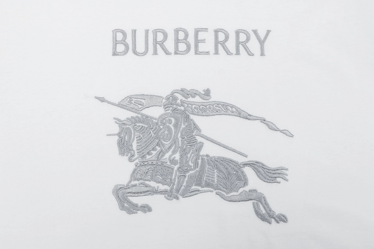Burberry Equestrian Knight Embroidered Cotton T-Shirt White Front Print