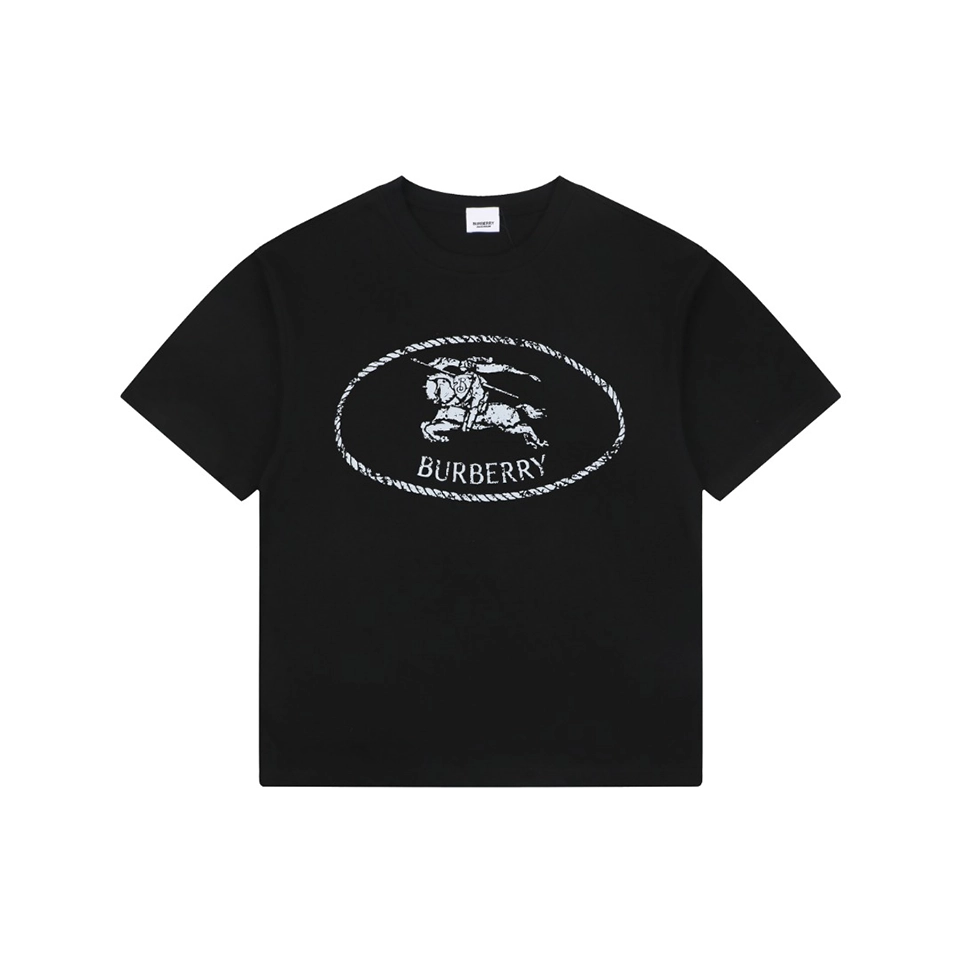 Burberry Equestrian Knight Logo T-Shirt Black Front view