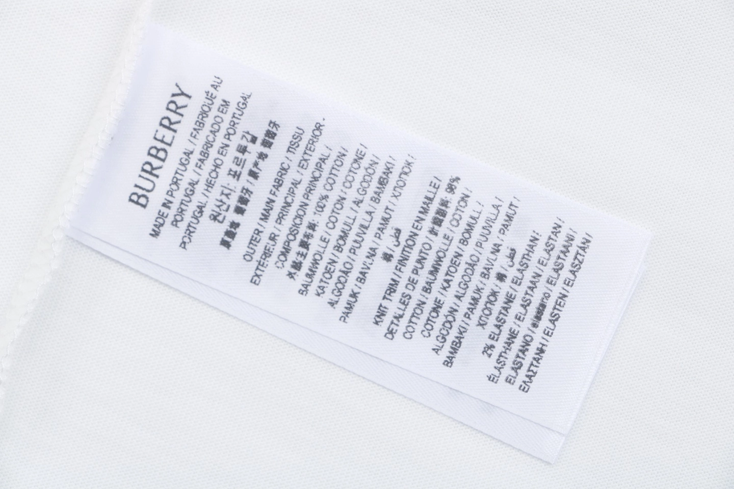 Burberry Vintage Check Collar Cotton T-Shirt White Wash label