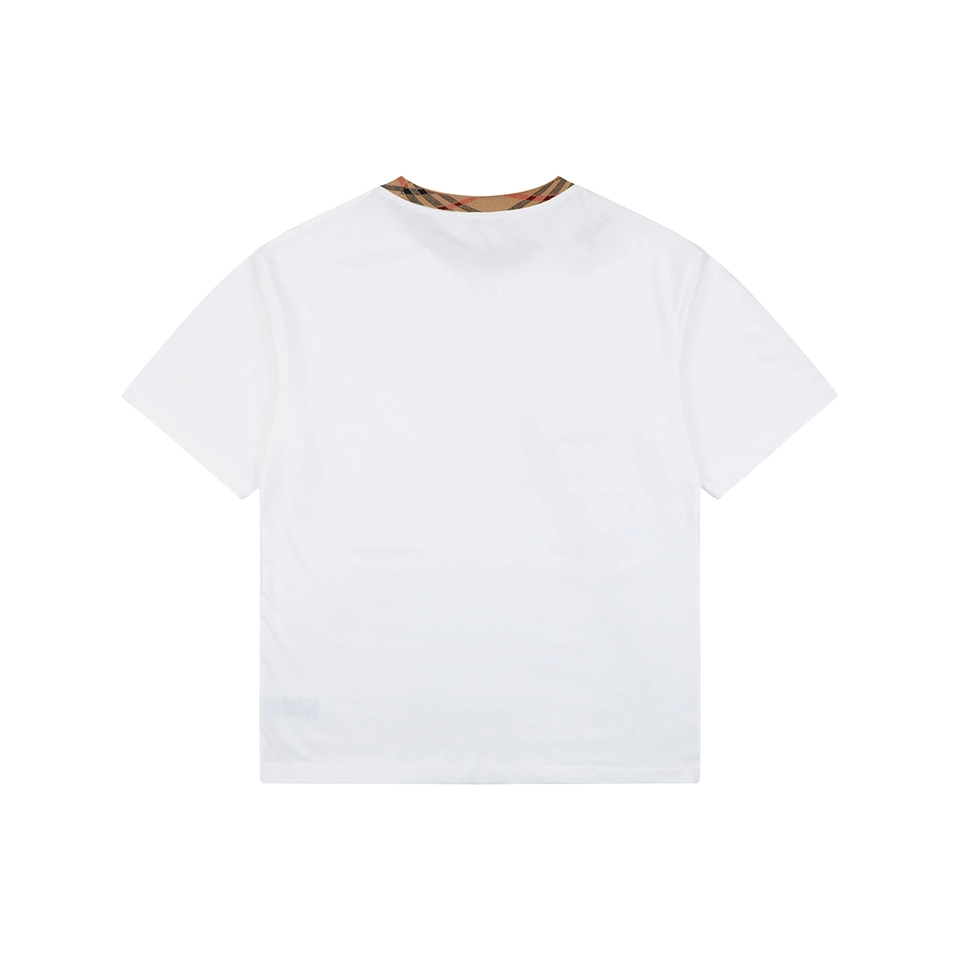 Burberry Vintage Check Collar Cotton T-Shirt White Back view