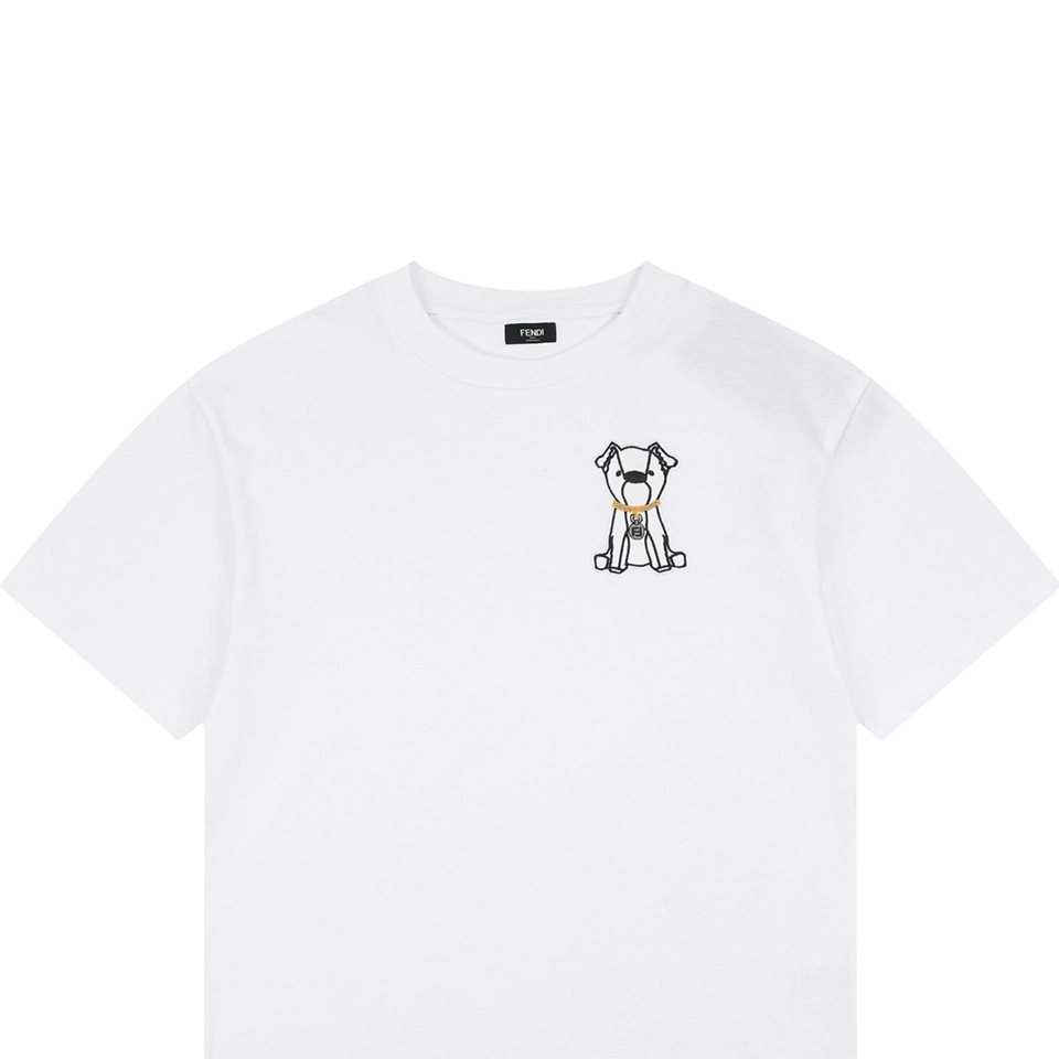 Fendi Embroidered Dog Patch T-Shirt