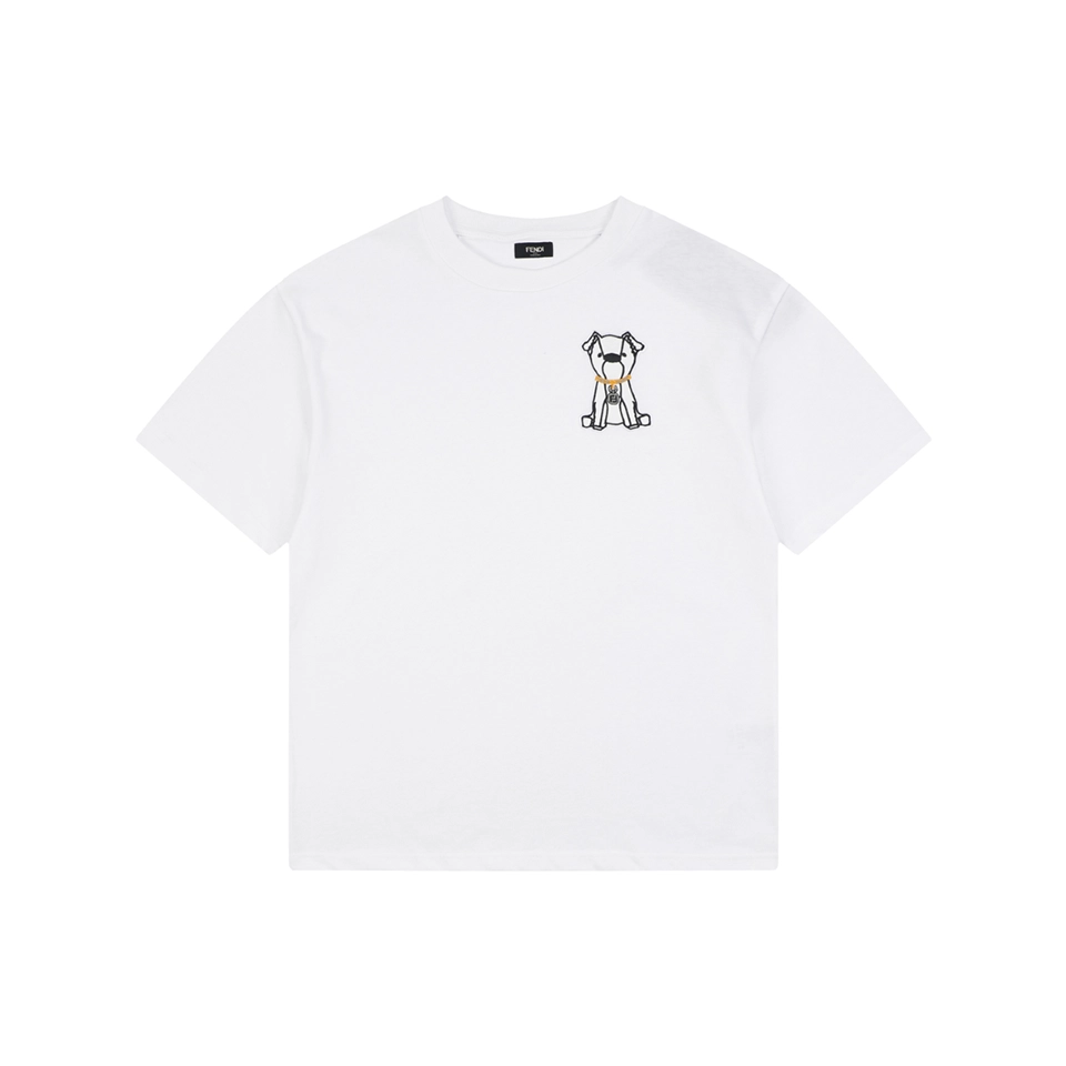 Fendi Embroidered Dog Patch T-Shirt Front view