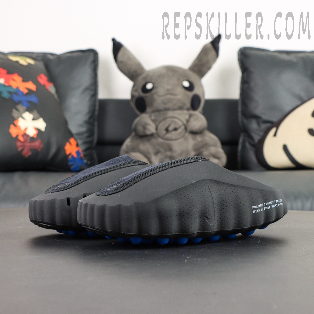 Fragment x Nike Mind 001 Black full view with futuristic casual slip-on style
