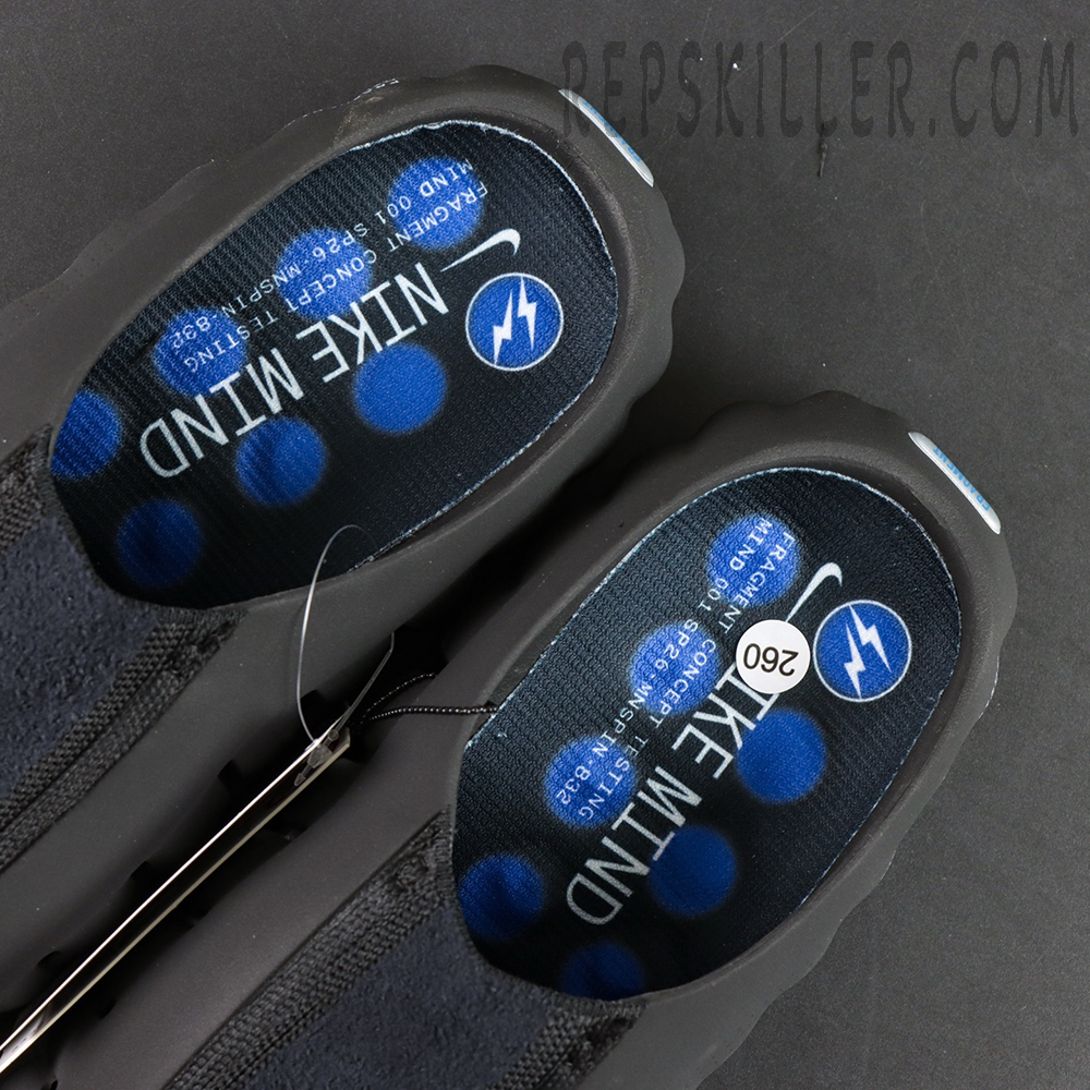Fragment x Nike Mind 001 insole detail with Nike Mind branding and collaboration graphics