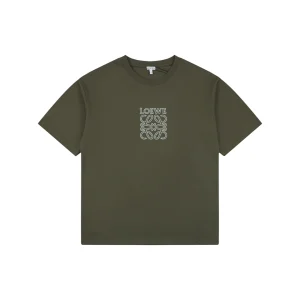 Loewe Anagram Embroidered T-Shirt Green Front view