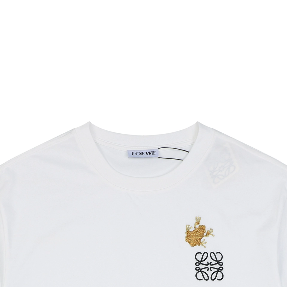 Loewe Frog Embroidered Anagram Cotton T-Shirt White