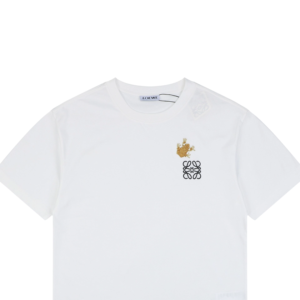 Loewe Frog Embroidered Anagram Cotton T-Shirt White