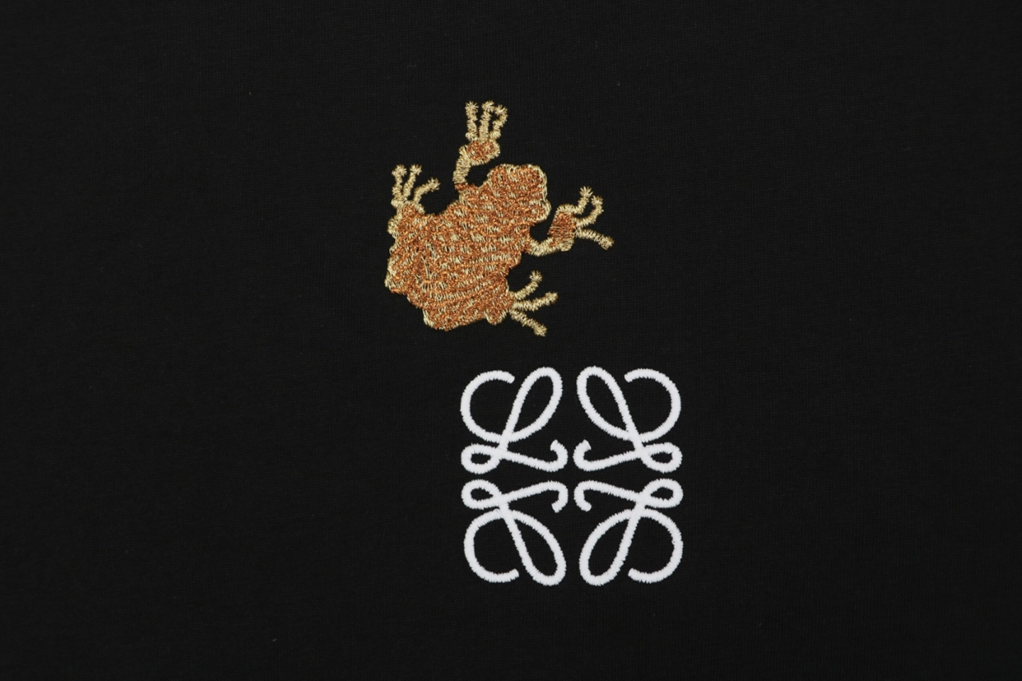 Loewe Frog Embroidered Anagram Cotton T-Shirt Black Front Brand