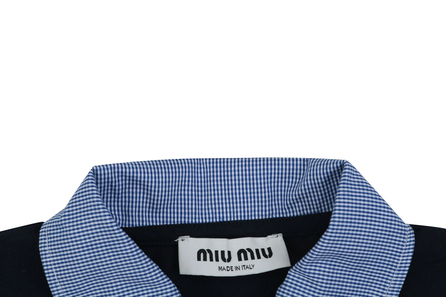 Miu Miu Layered Check Collar Polo Shirt Collar