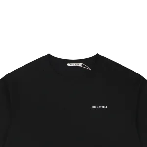 Miu Miu Mini Logo Embroidered T-Shirt Black