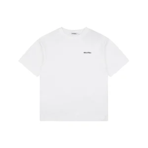 Miu Miu Mini Logo Embroidered T-Shirt White Front view