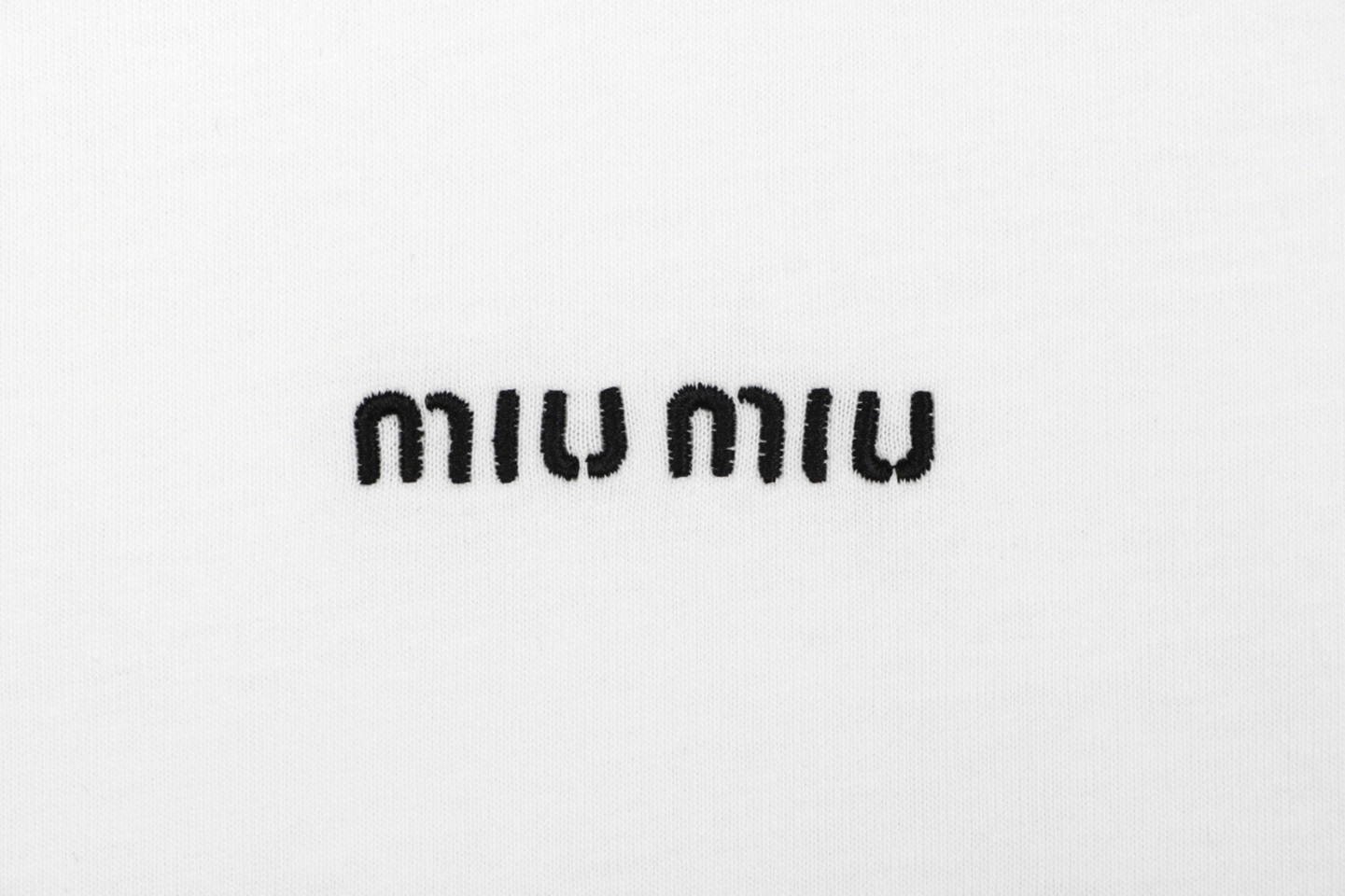 Miu Miu Mini Logo Embroidered T-Shirt White Brand