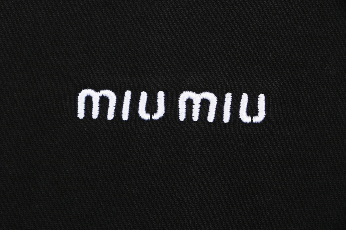 Miu Miu Mini Logo Embroidered T-Shirt Black Brand