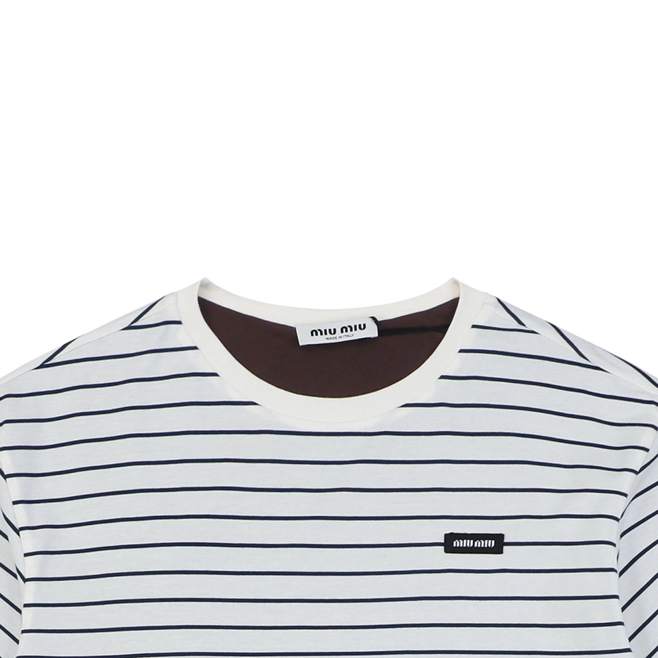 Miu Miu Reversible Striped Cotton T-Shirt