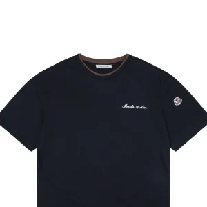 Moncler Archive Double-Layer Collar T-Shirt Navy