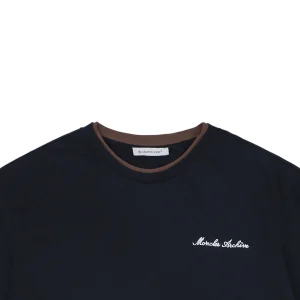 Moncler Archive Double-Layer Collar T-Shirt Navy