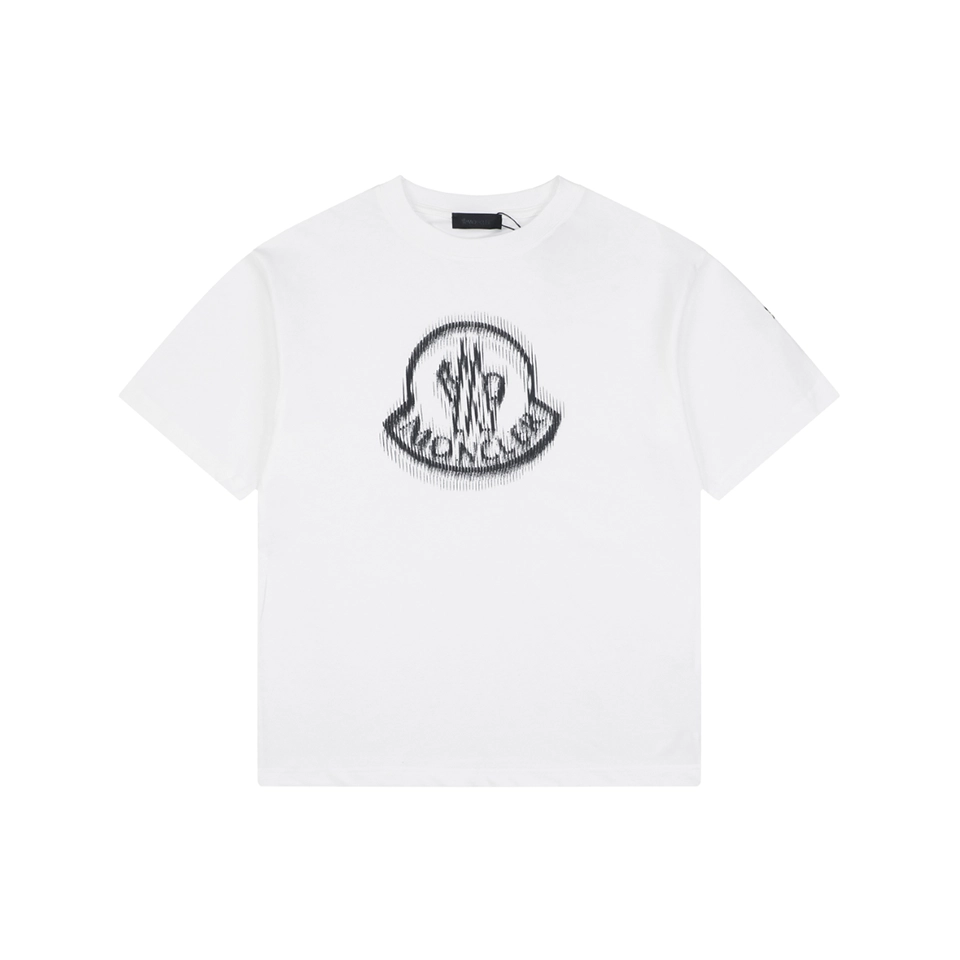 Moncler Distorted Logo Graphic T-Shirt White Front view
