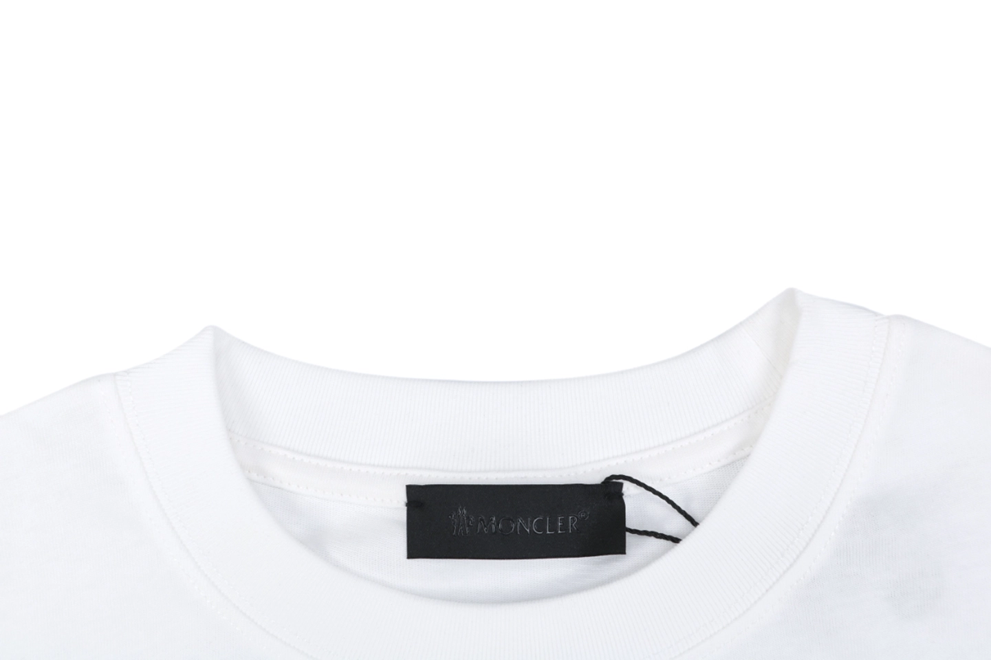 Moncler Distorted Logo Graphic T-Shirt White Collar