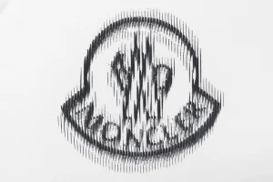 Moncler Distorted Logo Graphic T-Shirt White Front Print