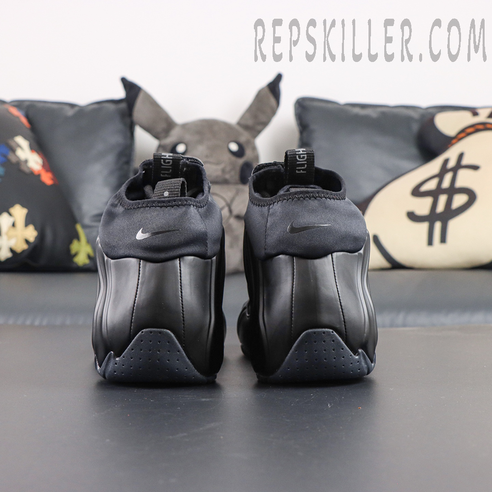 Nike Air Flightposite rear view with mini Swoosh and molded heel structure