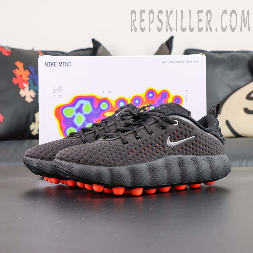 Nike Mind 002 front view with concept graphic background