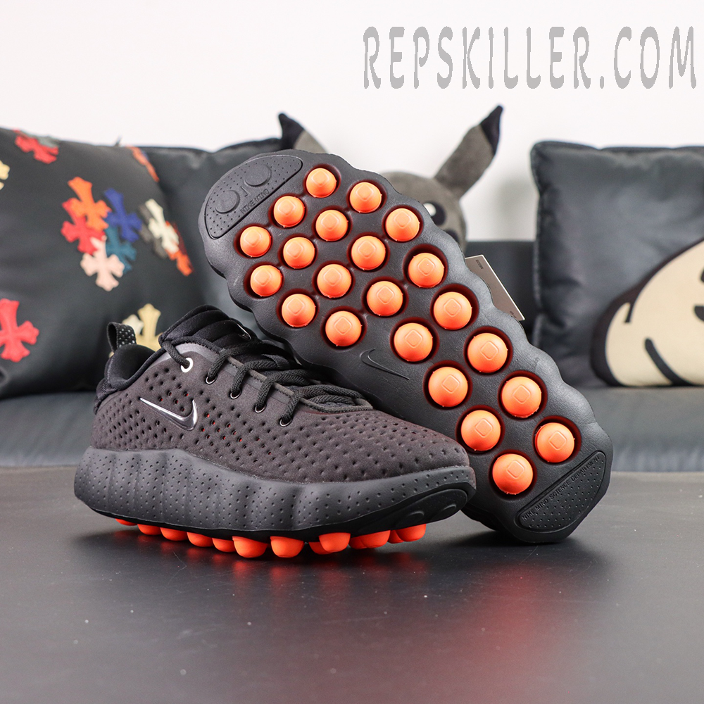 Nike Mind 002 outsole view with orange cushioning pods