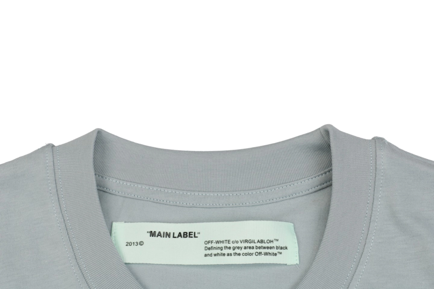 Off-White Grey Galaxy Paint Splatter Arrow Graphic T-Shirt Collar