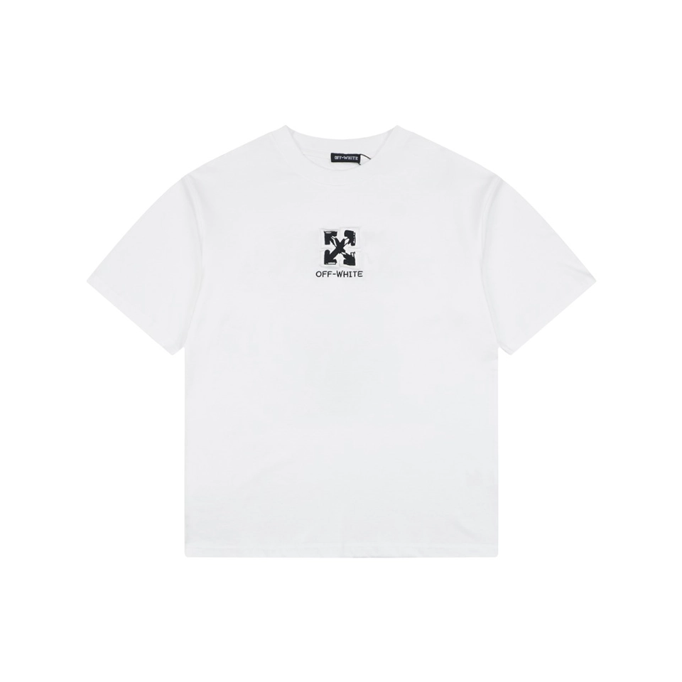 Off-White Scribble Arrow Embroidered T-Shirt White Front view